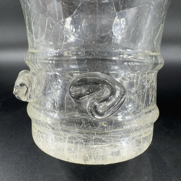 Vintage Clear Crackle Glads Ruffled Top Glass Vase Vessel Hand Blown Vase VTG - Picture 8 of 16